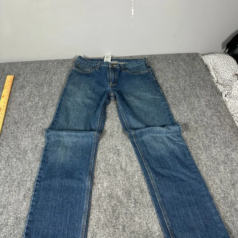 Carhartt B15 Mens 32x32 Relaxed Fit Blue Denim Jeans Workwear Straight Leg USA